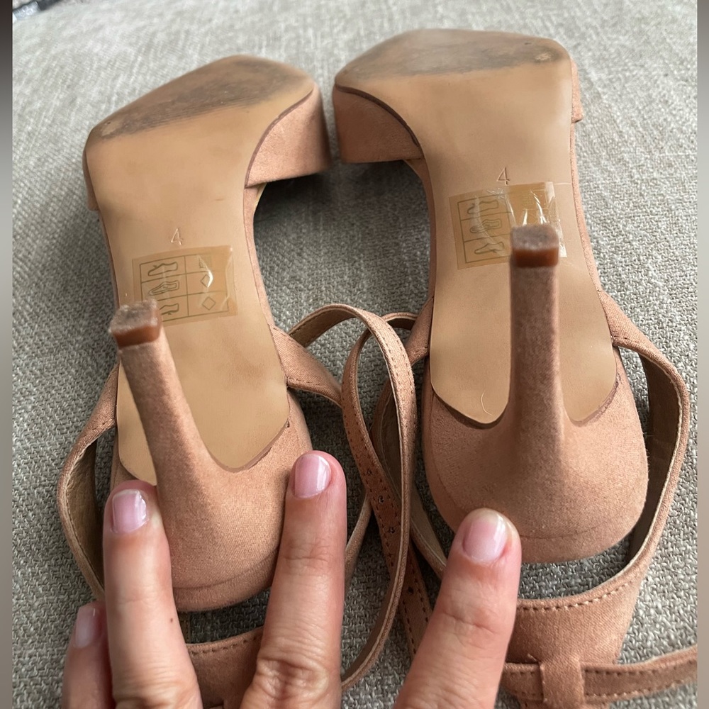 ASOS Pointed Toe Ankle Strap Pumps in Tan - Picture 5 of 6